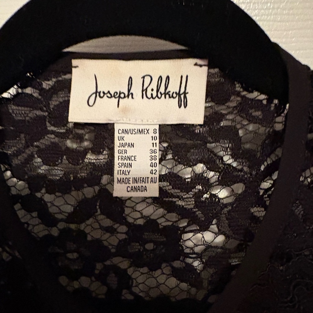 Joseph Ribkoff Black Lace Jacket with Red and Green Floral Design - Picture 2 of 7
